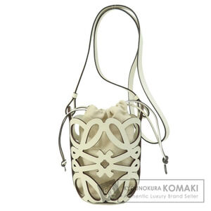 Loewe Anagram Cutout Pocket Shoulder Bag Calfskin Canvas